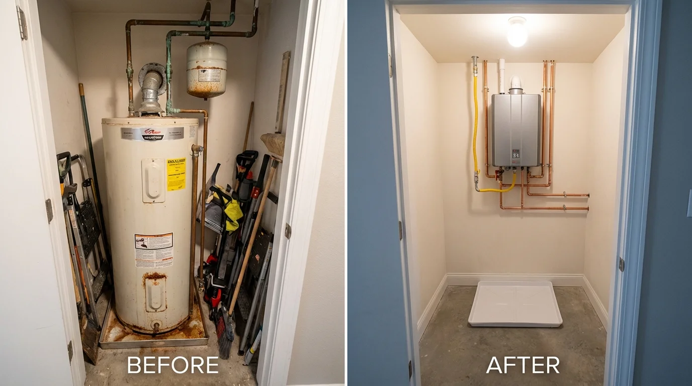 Tank water heater versus wall-mounted tankless unit comparison for Shepherd, TX homeowners